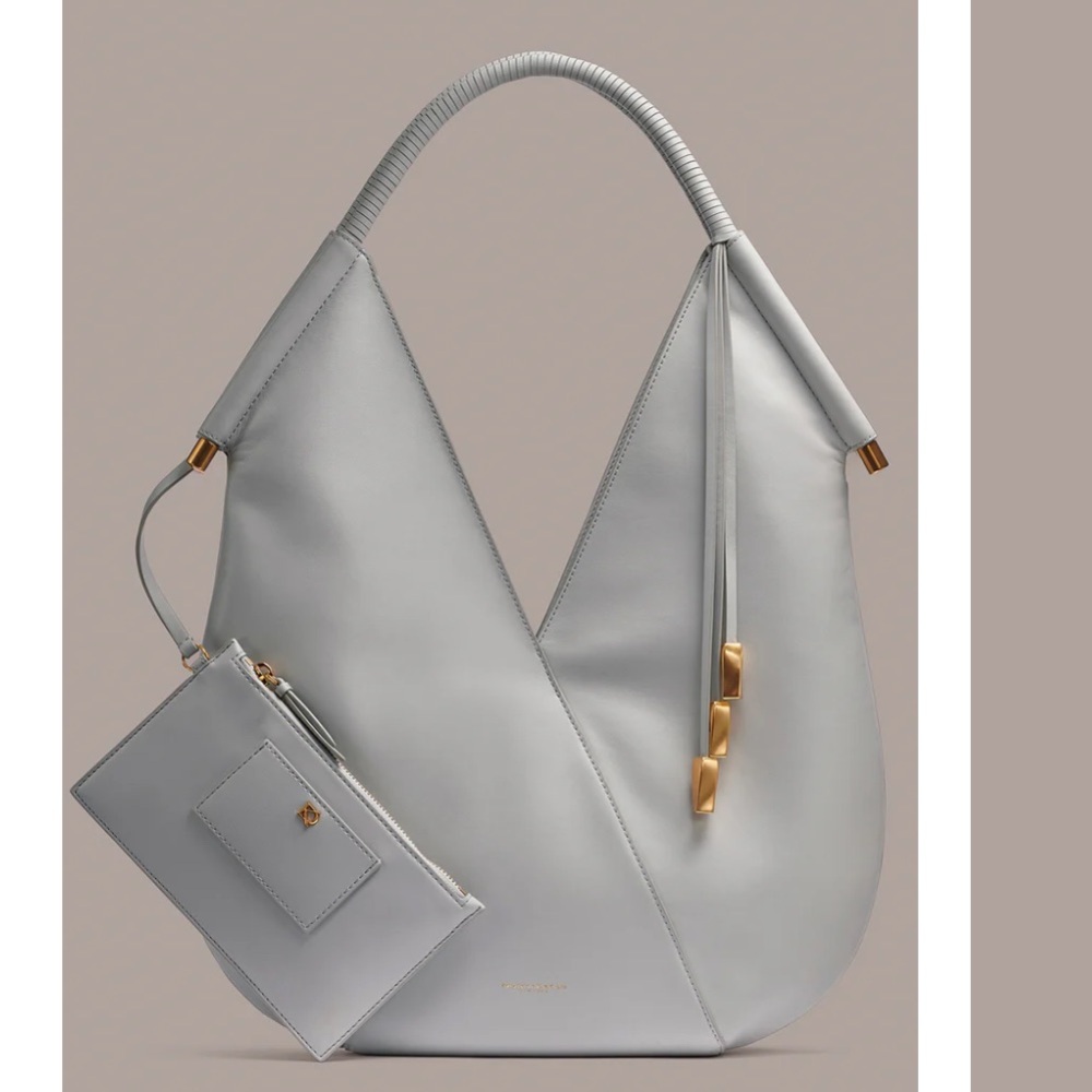Donna Karan Baldwin Shoulder Bag with Pouch and Leather Wrapped Handles
